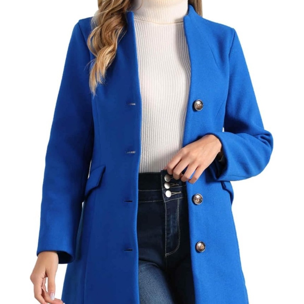 Allegra K Women's Royal Blue Trench Coat
